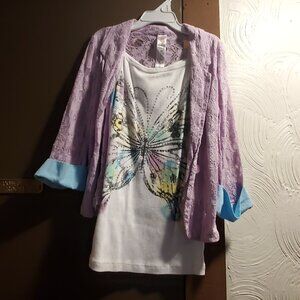 Knitworks Lace Blazer and Butterfly Tank Top - Child Medium Size